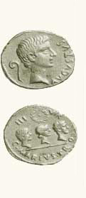 aureo di Augusto, monetiere: C. Marius, zecca di Roma, 13 a.C.