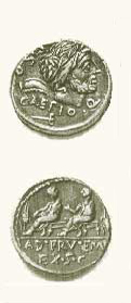 denario di Piso e Caepio, 100 a.C.