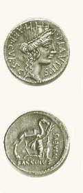   denario di a.Plautius, 54 a. C. 